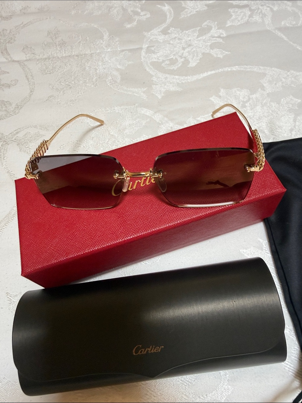 Cartier Sunglasses  “Clash De Cartier “ Gold Spike-Stud Rimless , Gray Lenses